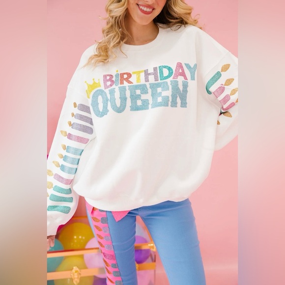 Judith March Tops - JUDITH MARCH BIRTHDAY QUEEN WHITE PULLOVER EMBELLISHED COTTON Size 1X